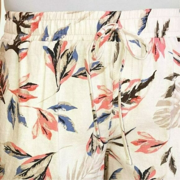 NWT Briggs Women's Wide Leg Lightweight Linen Blend 2 Pockets Floral Pants - Picture 6 of 10